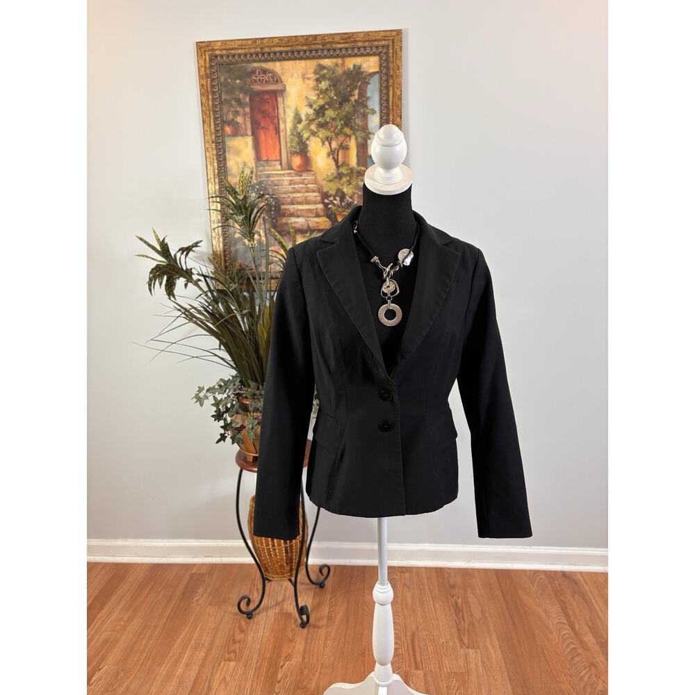 White House Black Market 12 Black Blazer Women's Classic Office Wear Notch Lapel